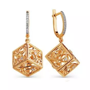 Серьги с фианитами Линии Любви