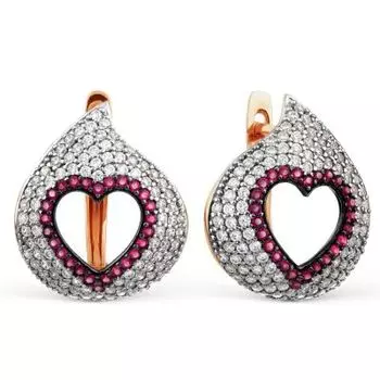 Серьги с фианитами Линии Любви