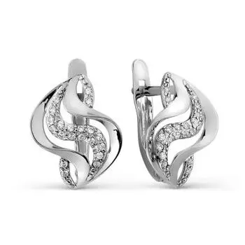 Серьги с фианитами Линии Любви