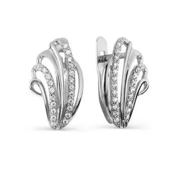 Серьги с фианитами Линии Любви