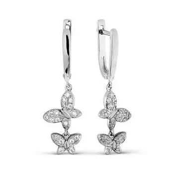 Серьги с фианитами Линии Любви