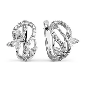 Серьги с фианитами Линии Любви