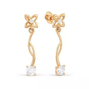 Серьги с фианитами Линии Любви