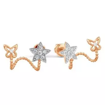 Серьги с фианитами Линии Любви