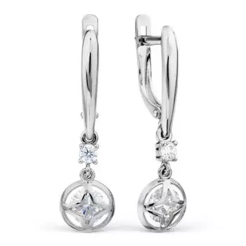 Серьги с фианитами Линии Любви