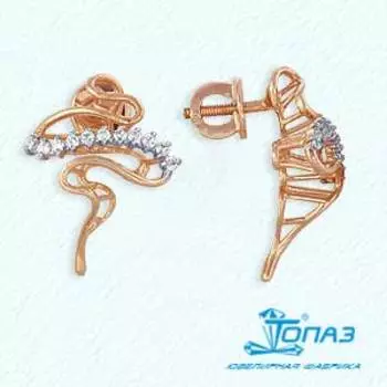 Серьги с фианитами Линии Любви