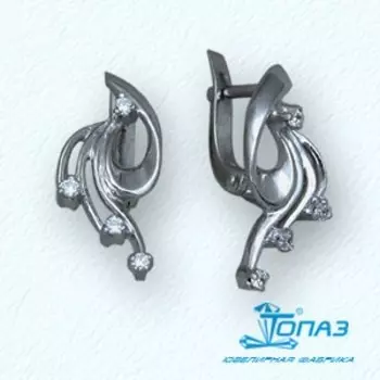 Серьги с фианитами Линии Любви