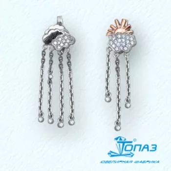 Серьги с фианитами Линии Любви