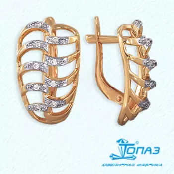 Серьги с фианитами Линии Любви