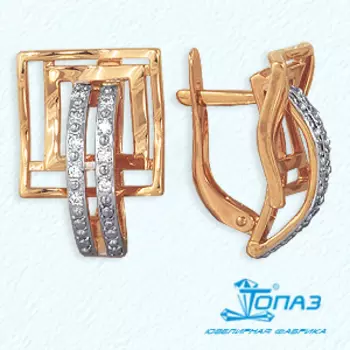 Серьги с фианитами Линии Любви