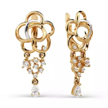 Серьги с фианитами Линии Любви