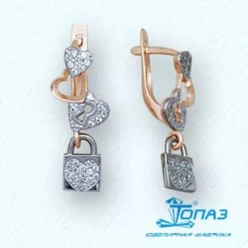 Серьги с фианитами Линии Любви