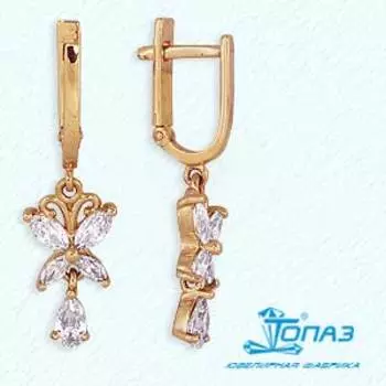 Серьги с фианитами Линии Любви