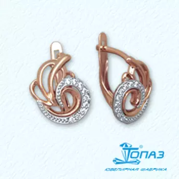 Серьги с фианитами Линии Любви