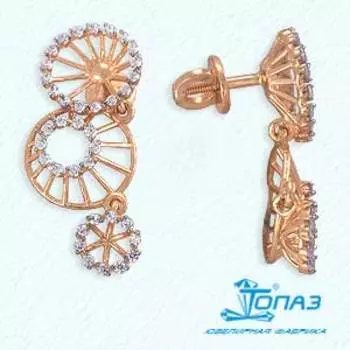 Серьги с фианитами Линии Любви