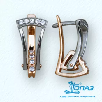 Серьги с фианитами Линии Любви