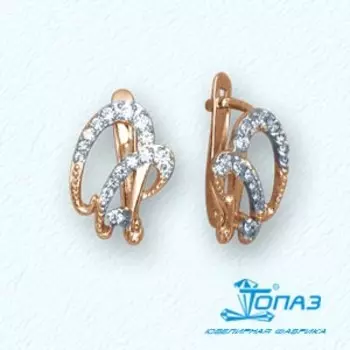 Серьги с фианитами Линии Любви