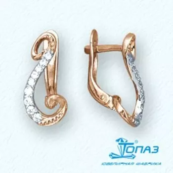 Серьги с фианитами Линии Любви