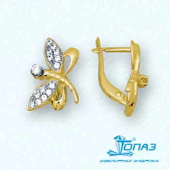 Серьги с фианитами Линии Любви