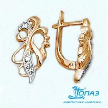 Серьги с фианитами Линии Любви