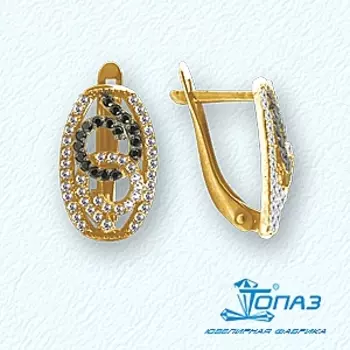 Серьги с фианитами Линии Любви