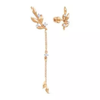 Серьги с фианитами Линии Любви