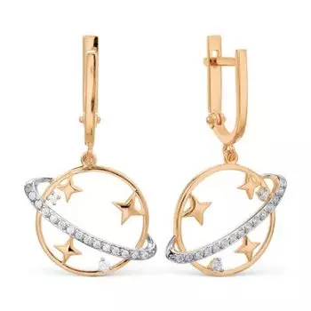 Серьги с фианитами Линии Любви