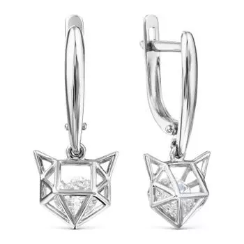 Серьги с фианитами Premium Линии Любви