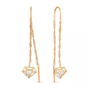 Серьги с фианитами Premium Линии Любви