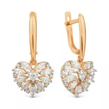 Серьги с фианитами Premium Линии Любви