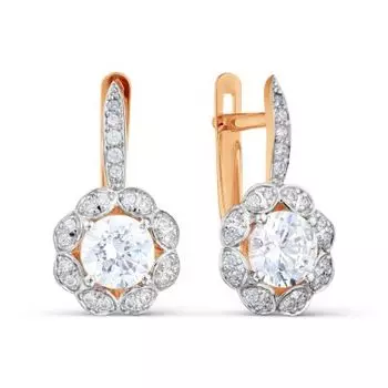 Серьги с фианитами Premium Линии Любви