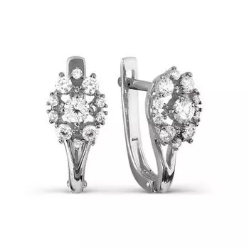 Серьги с фианитами Premium Линии Любви