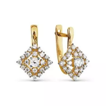 Серьги с фианитами Premium Линии Любви