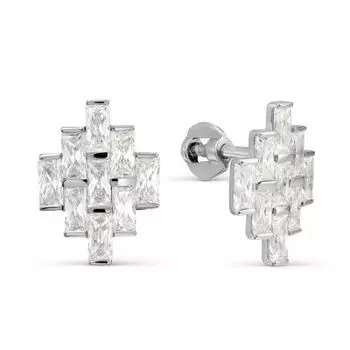 Серьги с фианитами Premium Линии Любви