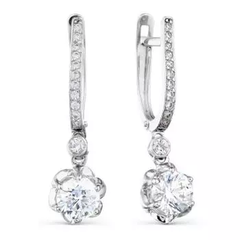 Серьги с фианитами Premium Линии Любви