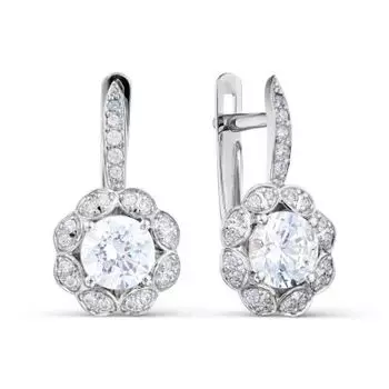 Серьги с фианитами Premium Линии Любви