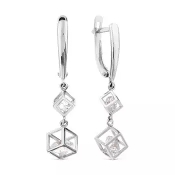 Серьги с фианитами Premium Линии Любви