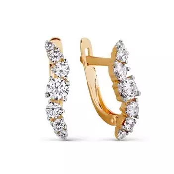 Серьги с фианитами Premium Линии Любви