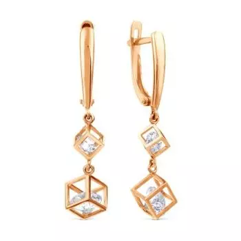 Серьги с фианитами Premium Линии Любви