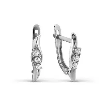 Серьги с фианитами Premium Линии Любви