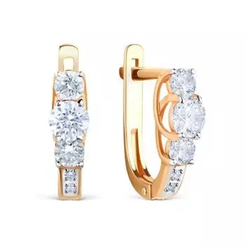 Серьги с фианитами Premiums Линии Любви