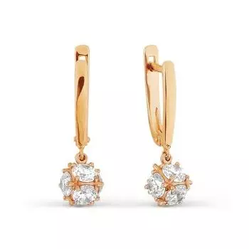 Серьги с фианитами Premium Линии Любви