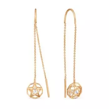 Серьги с фианитами Premium Линии Любви