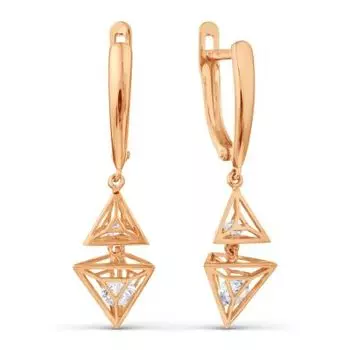 Серьги с фианитами Premiums Линии Любви