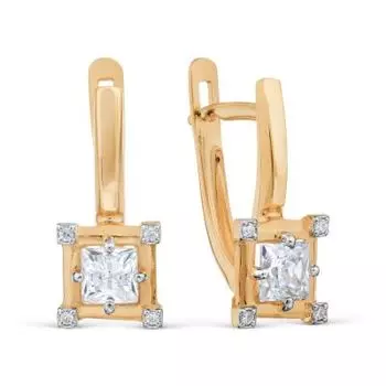 Серьги с фианитами Premiums Линии Любви