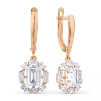 Серьги с фианитами Premiums Линии Любви