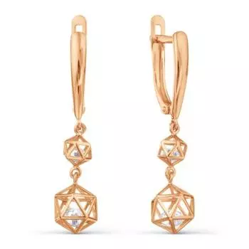 Серьги с фианитами Premium Линии Любви