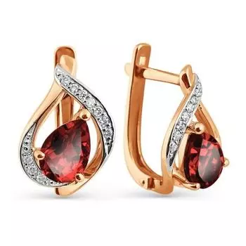 Серьги с гранатами и бриллиантами Линии Любви