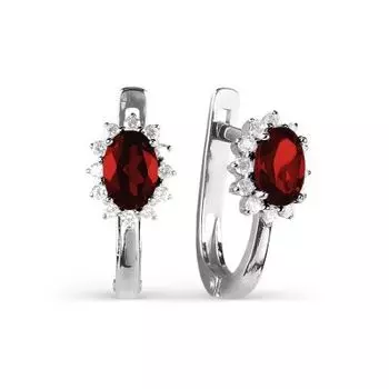 Серьги с гранатами и фианитами Линии Любви