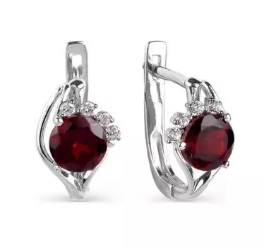 Серьги с гранатами и фианитами Линии Любви